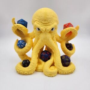 3d Printed Yellow Octopus‎ Dice Holder D&D MTG RPG Gaming Tabletop Decor Display